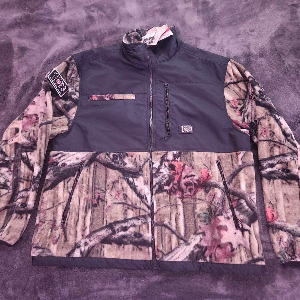 10X Perfection in Action Men's L Camo Fleece LS Shirt/Jacket Comfort Brand New